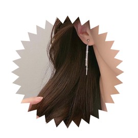 Allereya Vintage Long Chain Dangle Earrings Silver Glitter Chain Earrings Long Herringbone Chain Drop Earrings Silver Layer Chain Tassel Earrings Jewellery for Women and Girls, Zinc, No Gemstone