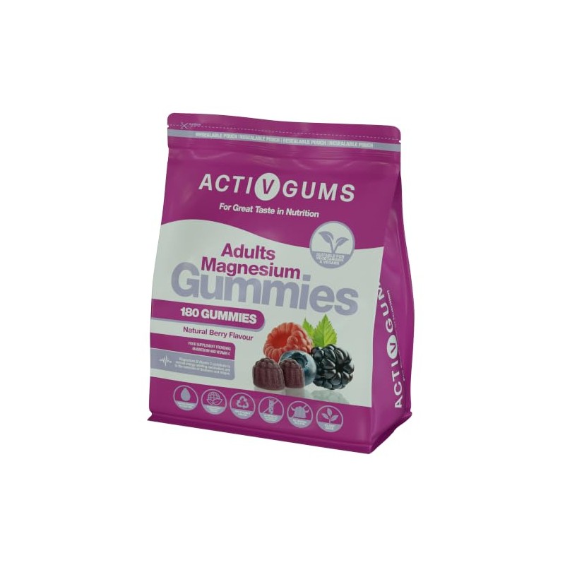 Adults Magnesium 180 Vegan Gummies | Mixed Berry | 150mg