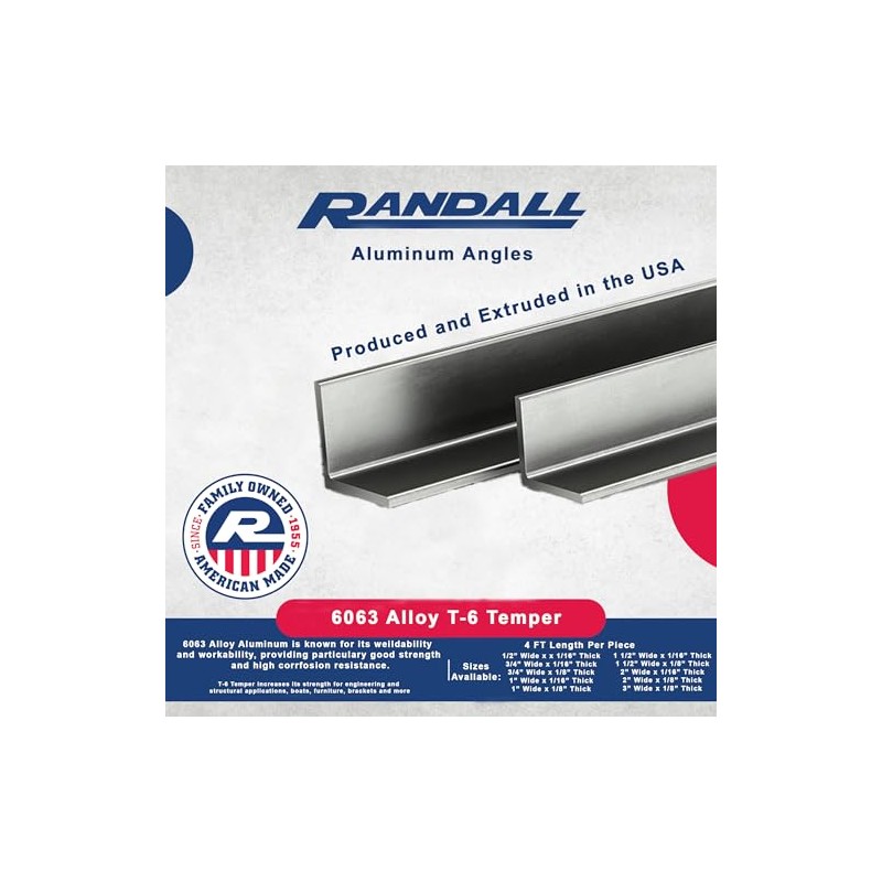 Aluminum Angle (1/2" Wide x 1/16" Thick) 4 FT Long