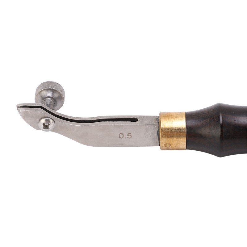 Leather Creaser 0.5mm Regulable Screw Ebony Handle Arc Design Stainless