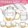 Maxdot 5 Pcs Floral Glass Tea Set, 51 oz Daisy