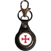 PJ4U Knights Templar Red Cross Black PU Leather Round Key Fob And Gift Bag