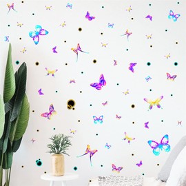 WOHAHA Wall Sticker, Stylish, Dazzling, Butterfly, Removable Wallpaper, Stylish, Scandinavia, Living Room, Rental House, Bedroom, Children's Room, Wall Decoration, Waterproof, Removable, Wall Sticker,