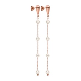 Purelei® Dewdrop Earrings - Elegant Shell Beads on Fine Chain - 18K Gold Plated Stainless Steel - 75mm Length - Festive Pearl Jewellery for Women - Gold/Silver/Rose Gold, Stainless Steel, Abalone