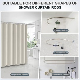W SINWEDA Cortina Baño, Cortinas de Ducha/Bañera 180X180 cm, Impermeable, Antimoho, Antibacteriano,con 12 Ganchos de Acero | Accesorios de baño,Ducha (Beige)