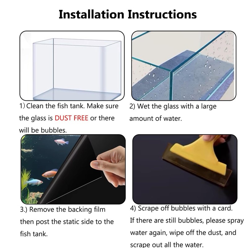 Fish Tank Aquarium Background - Black, Electrostatic Adhesion, Glue-Free, Easy