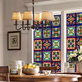 Mexican Talavera Style Privacy Window Film Non-Adhesive Frosted Decorative Glass Film Static Cling Film for Bathroom Shower Room,Glass Film (Mexican Talavera 01)