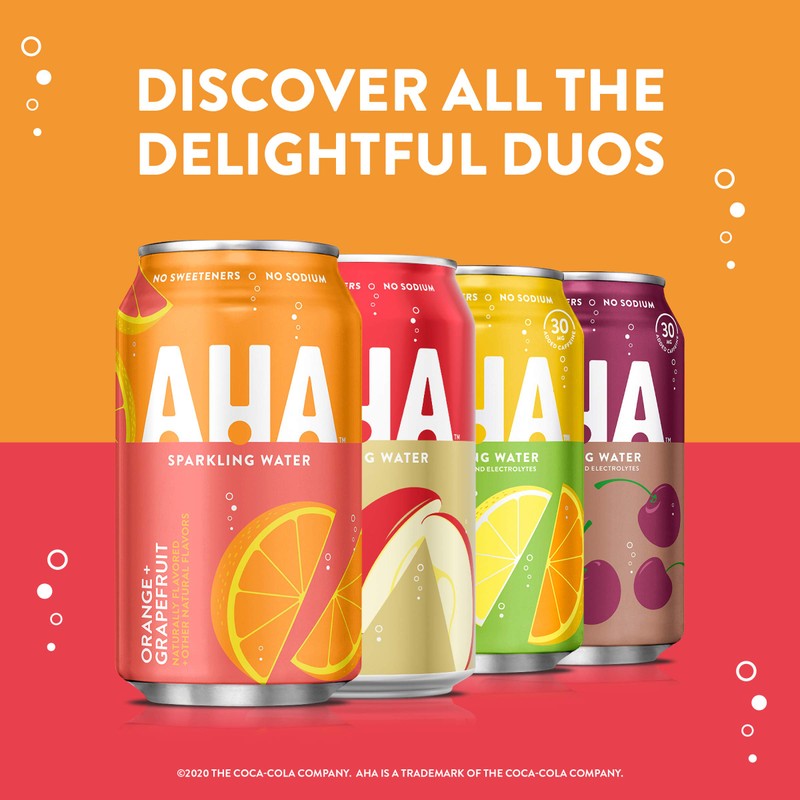 AHA Sparkling Water, Orange Grapefruit Flavored Water, Zero Calories, Sodium