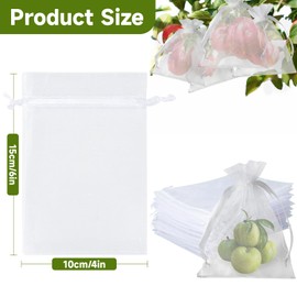 KINGLAKE Fruit Protection Bags, 100PCS Fruit Bags for Fruit Trees, 4x6 Inch Fruit Nets to Protect Fruit, White Fruit Cover Bags for Fruit, Mesh Bags To Protect Fruit On Trees, Mesh Bags for Vegetables