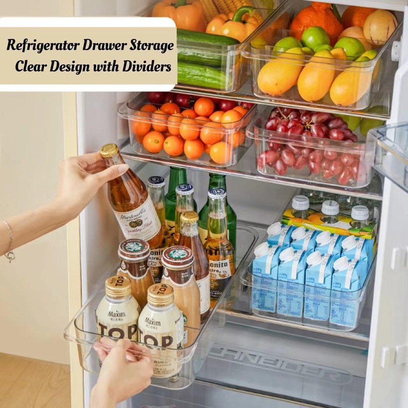 Attelite RollOut Refrigerator Drawer Organizer and Storage Clear Design with