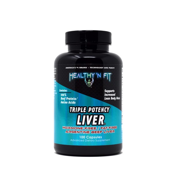 Healthy 'N Fit Triple Potency Liver (100 Capsules) - Pure Argentine Desiccated Beef Liver. Hormone Free, Pasture Raised, No Fillers.