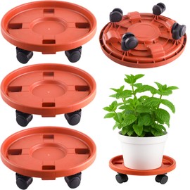 Tulpeed Rolling Plant Stand with Wheels 3 Pack 12 Inch Plant Caddy with Wheels Heavy Duty Plant Dolly Roller Base with Wheels Round Flower Pot Rack Holder Planter Trolley Tray, Red