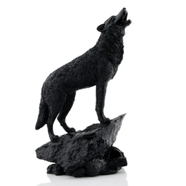 Wildlife Howling Wolf Statue and Figurine Black Wolf Sculpture for Home Decor