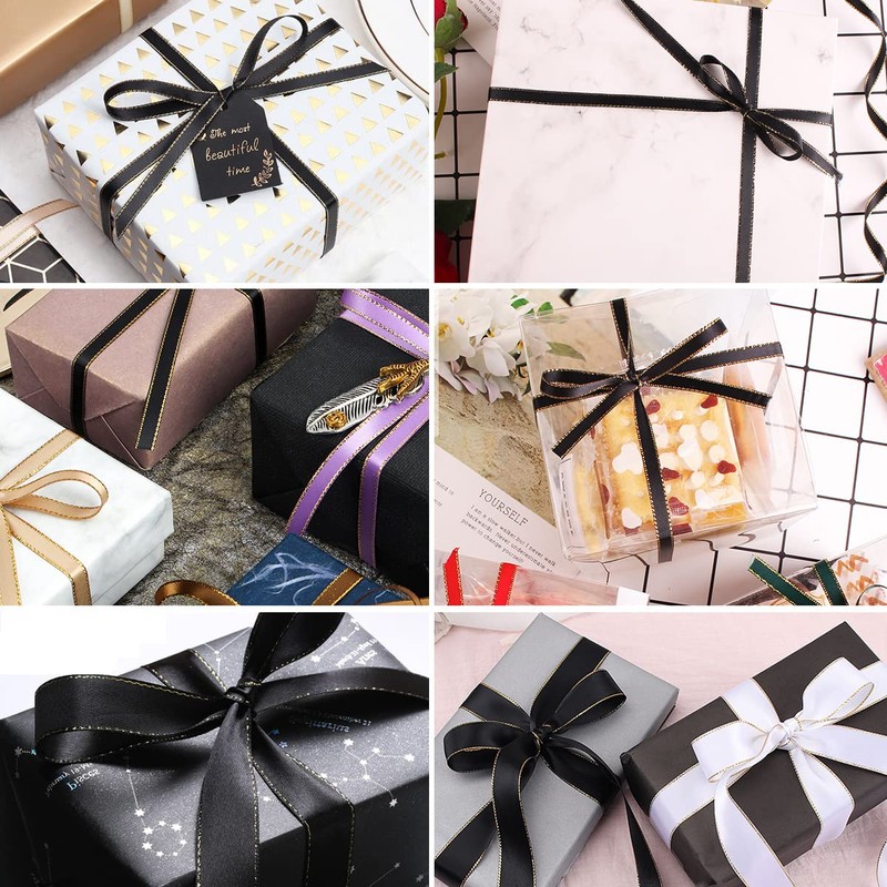 Gold Satin Ribbons 3/8 Inch x 25 Yards, Fabric Ribbon