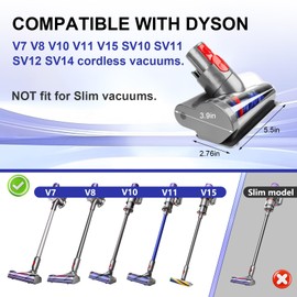 Mini Motorized Tool Brush Head Compatible with Dy-son V7 V8 V10 V11 V15 SV10 SV11 SV12 SV14 Vacuum, Anti-Tangle Hair Screw Tool Attachment Replacement Head Part No. 971426-01 for Long Hair & Pet Hair