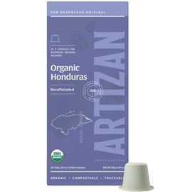 Artizan Coffee USDA Organic Espresso Coffee Capsules For Nespresso Original | Honduras Decaf Single Origin | 10 Compatible Compostable Pods