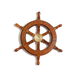 GLOBEDECOR Nautical Wood Ship Wheel with Brass Hub, 15" H – Handcrafted Wooden Wall Decor, 6-Spoke Maritime Steering Wheel, Decorative Brass Center for Coastal or Nautical-Themed Rooms