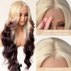 FABÉLLE Ombre Blonde Brown strunk Lace Front Wig Synthetic Blonde