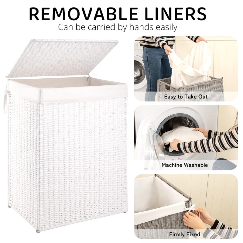 OIAHOMY Laundry Hamper with Lid, 23.8 Gal (90L) Wicker Hamper