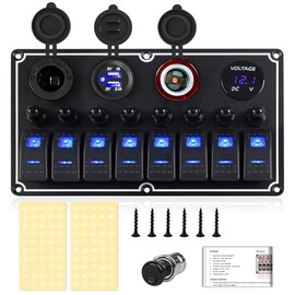 xhtechnology - Panel de Interruptores Marinos Impermeable, Panel de Interruptores Basculantes de Barco de 8 Posiciones, Panel de Interrup...