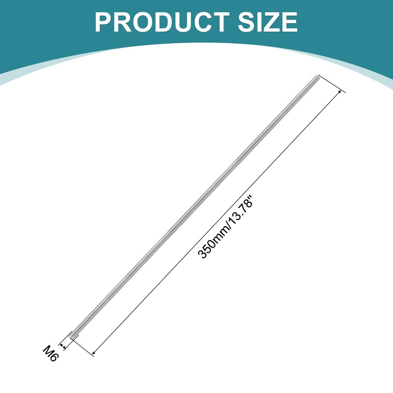 sourcing map 4pcs Fully Threaded Rod, M6 x 350mm 201