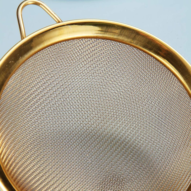Kyraton Gold Fine Mesh Strainer 3 Pieces Set, Golden Flour