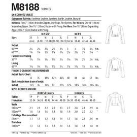 McCall's Schnittmuster M8188A A Unisex Motorradjacke (Herren), mehrfarbig, A (XS-S-M-L-XL (Misses), S-M-L-XL (Men))