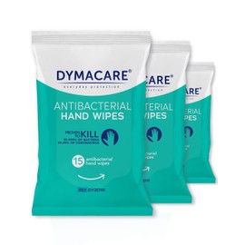 Dymacare Hand Wipes | Dermatologically tested Wet Wipes for Hands & Body and Face | 3 Packs (45 wipes in total)
