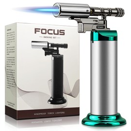 WANBRO Kitchen Butane Torch Lighter, Powerful & Windproof Jet Torch Flame, Butane gas refillable, Multi-purpose Blow Torch Lighters for Cooking, Creme Brulee, BBQ, Soldering (NO Gas)