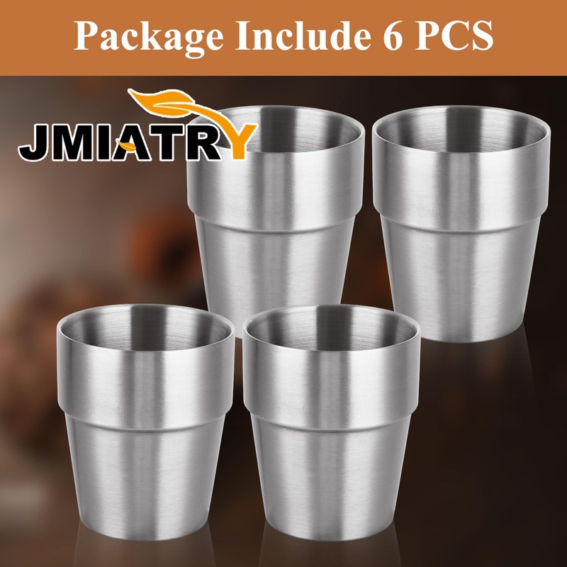 JMIATRY 6 Pcs Stainless Steel Double Wall Insulated Cups, 300ml