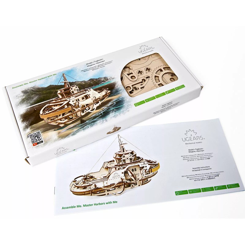 UGEARS Tugboat Ugears 3D Mechanical Wooden Model DIY 3D Brainteaser