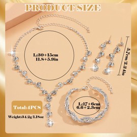 Bridal Jewelry Set for Women, Necklace, Earrings, and Bracelet, Rhinestone Jewelry Set with Crystal Accents, Perfect for Weddings, Parties, and Special Occasions, Comfortable and Elegant Des