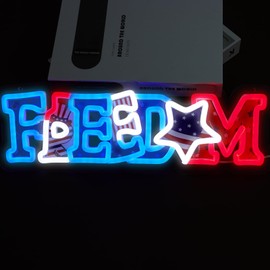 WittyRhE Freedom Neon Signs LED USA 4th of July Decorations Patriotic Decor for Home,Office,Business,Independence Day,Memorial Day Gifts for Boys Girls-15.8 x 5.2 IN-USB Powered-Acrylic