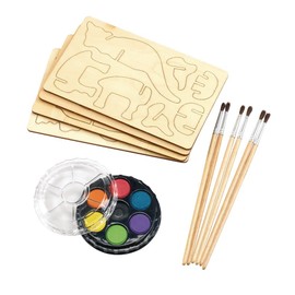 Colorations 3D Wooden Dinosaur Puzzles for Kids, Build & Decorate Your Own Dinosaurs, Craft Kit Comes With Watercolor Paint & Brushes, Kids Craft Set with Paints, Kids Crafts, Great for Unique Designs