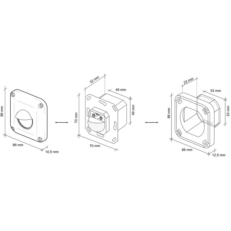 SEBSON Outdoor Motion Sensor IP65 - Flush-Mounted, LED Suitable for