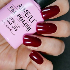 AIMEILI Soak Off U V LED Hema Free Gel Nail Polish Cruelty Free Vegan Nail Gel- Red Vixen (010) 10ml