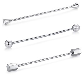 HONEY BEAR Mens Shirt Collar Bar Pin Clips Clasp Set Business Gift 65mm (Mix Silver B 3pcs Set Without Box)