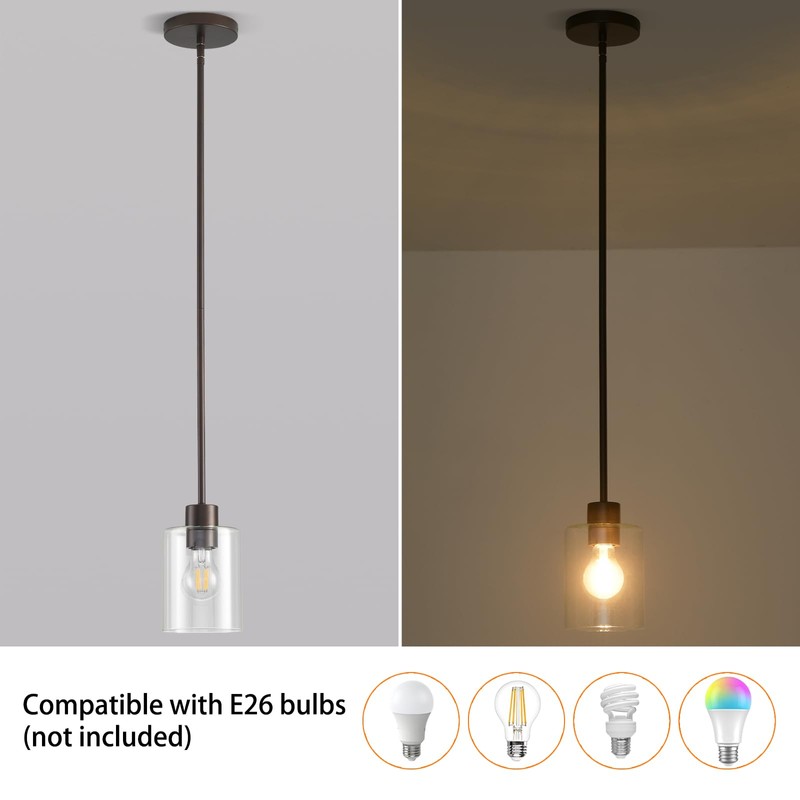 KLSS Oil Rubbed Bronze Pendant Lights Kitchen Island - Clear