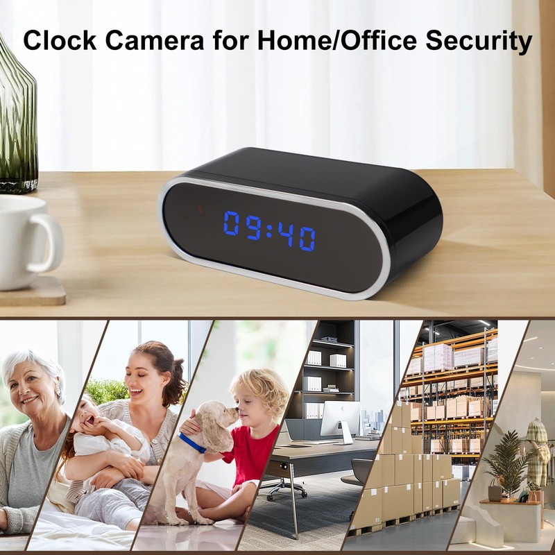 Clock Camera,1080P Mini Portable Cameras Nanny Can Video Recorder with