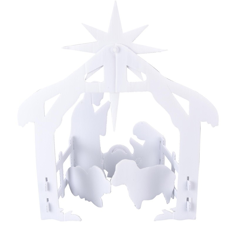 44x27x5cm Christmas Jesus Scene White PP Hollow Board Outdoor Nativity