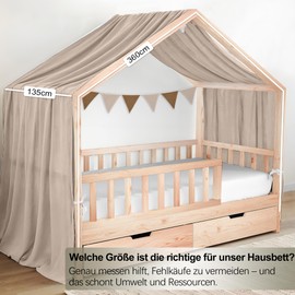 ToxyJopy House Bed Canopy Made of 100% Muslin Cotton - Handmade House Bed Decoration with Fabric Curtain for Children's Room - Bed Canopy for Girls and Boys