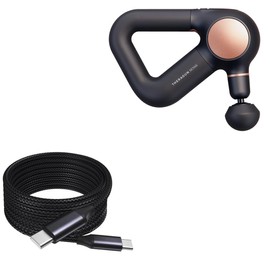 BoxWave Cable Compatible with Therabody Theragun Sense - DirectSync PD Cable (10ft) - USB-C to USB-C (100W), Long Type C Braided Nylon Alloy Fast Charge - Jet Black