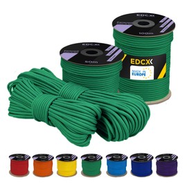 EdcX 4 mm Polyester Paracord 550, 25+ Colours (15, 30 and 50 m) - Type III, 100% Nylon Rope, 7 Stranded Rope, 4 mm Nylon Rope in Many Colours, Solid Colours (Green Meadow, 30 m)