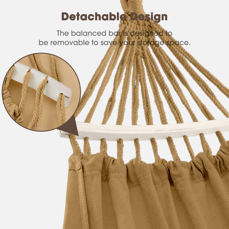 MOSFiATA Backyard Hammock with Tassels Max 500lbs Canvas Fabric Bohemian