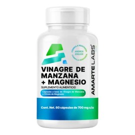 Amarte Labs Vinagre de Manzana 1000mg + Magnesio | Digestión, Tránsito Intestinal y Bienestar Digestivo | Sin Sabor a Vinagre | 60 Cápsulas (30 Porcio