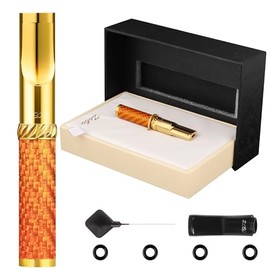 Boquilla reutilizable con filtro para cigarrillos, boquillas metálicas, soporte para filtro, resistente al desvanecimiento, color fibra de carbono, apta para cigarrillos gruesos, medianos y delga