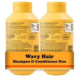 Happy Hair People Ride the Waves Shampoo & Conditioner Set (2 x 355ml) for Hydrating Wavy Hair, Wave Enhancing, Frizz Control - Vegan, Sulphate-Free - Mood-Boosting Orange Fragrance