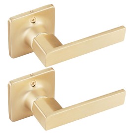 EHOMEWARE 2 Pack Gold Dummy Door Handles, Half Dummy No Lock Function Without Latch or Key, Pull or Push Function for Pantry or French Doors