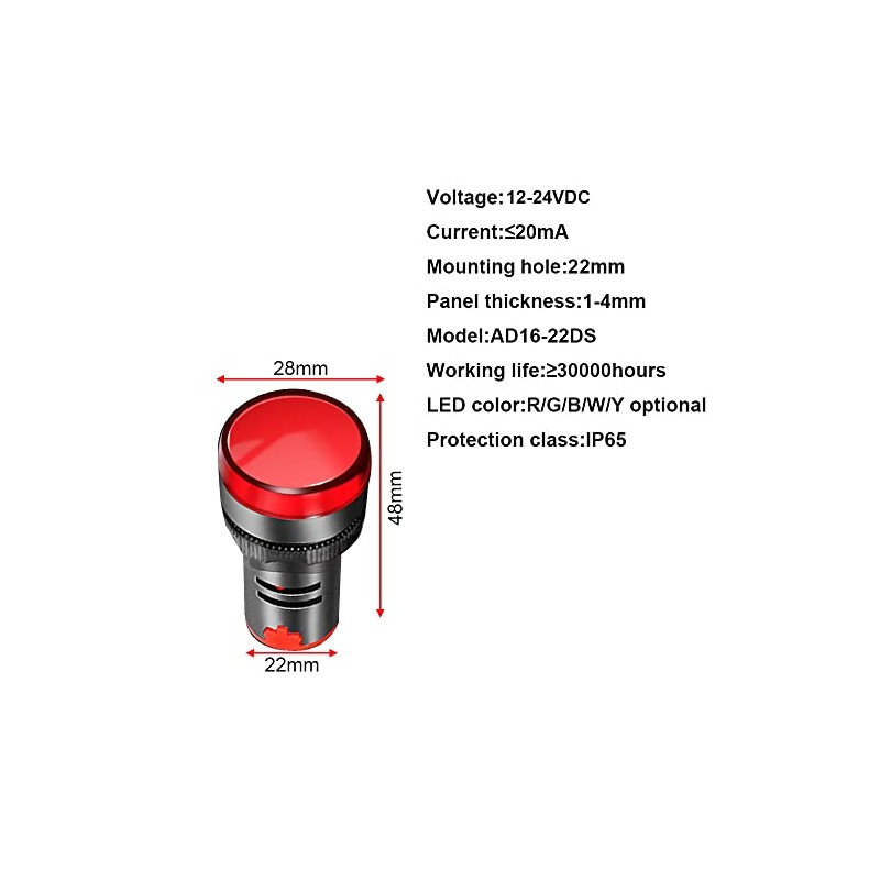 Gebildet Gebildet 12pcs 22mm LED Power Indicator, LED Pilot Signal