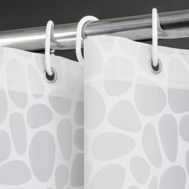 IGINOA Shower Curtain 180 x 200 cm Transparent White Anti-Mould Bath Curtain Shower Curtain Waterproof with Eyelets Magnet Motif Mould Resistant Bath Curtain Bath Curtain Pattern